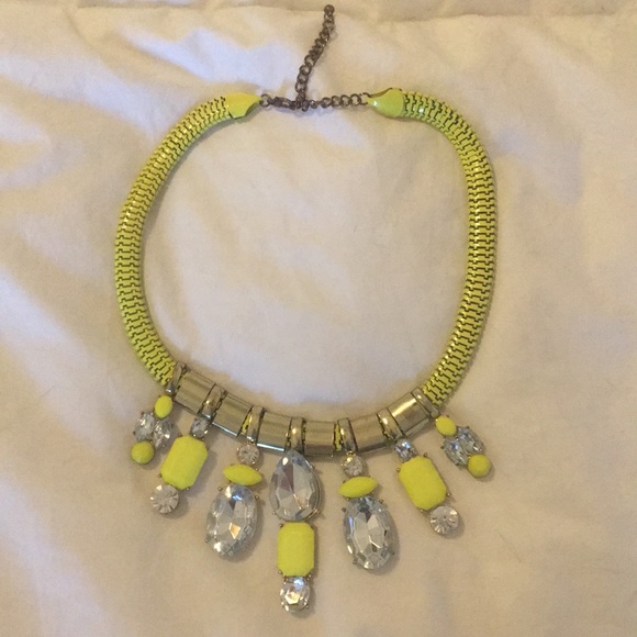 Forever 21 Jewelry - Forever 21 Neon Yellow/Gold/Clear-Stone Necklace